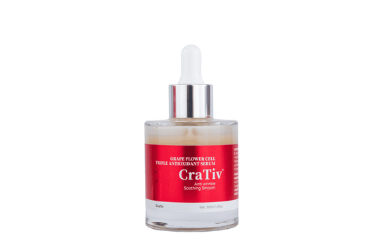 CraTiv Antioxidant Face Serum in a glass dropper bottle, promoting hydration and balanced skin radiance.