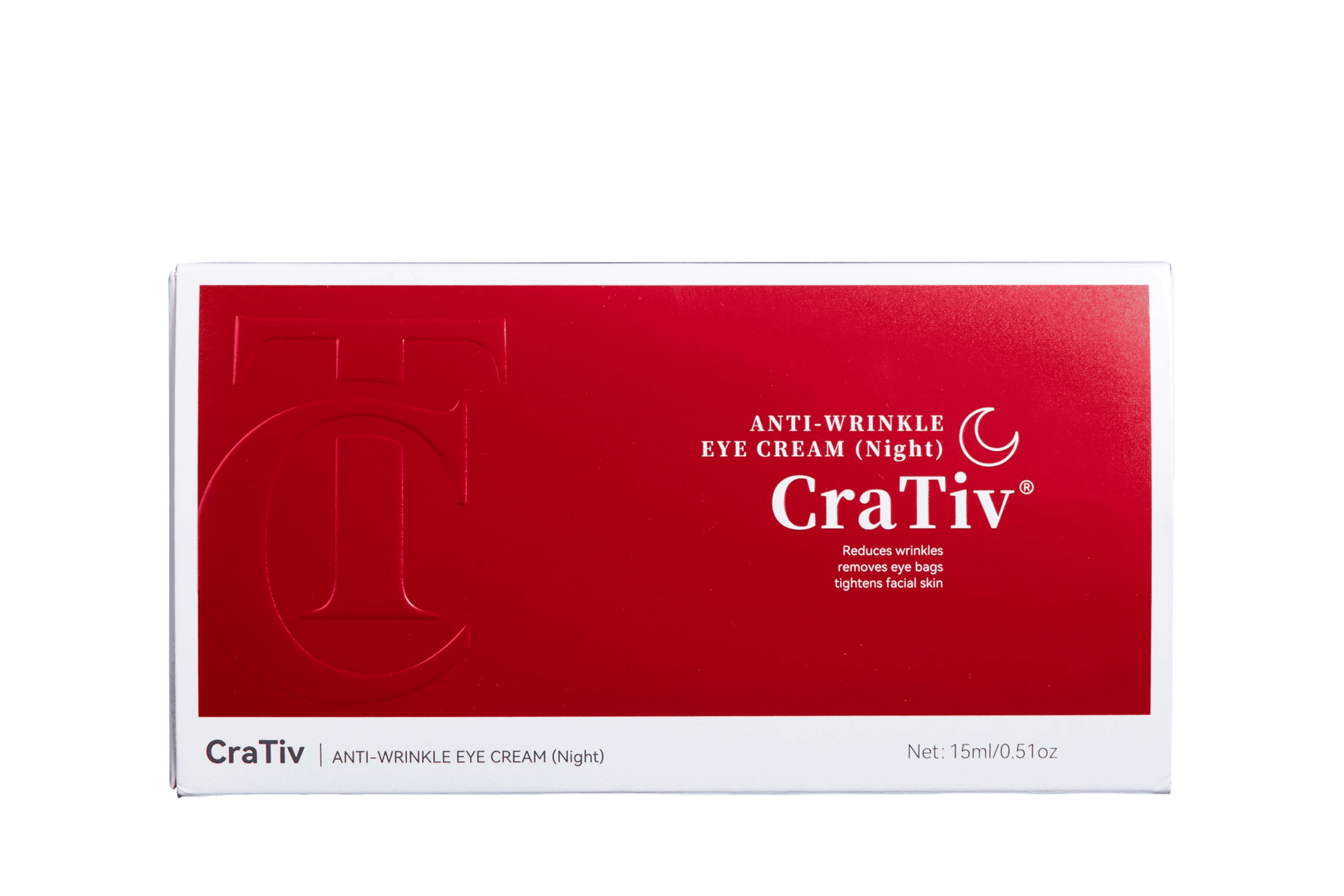 CraTiv Anti-Wrinkle Eye Cream Night - 15ml box with red design, reduces wrinkles and tightens under-eye skin.